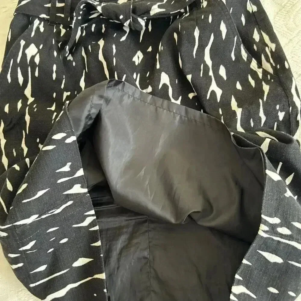 Black & White Cotton Knee Length Straight Skirt Lined Pockets East 5th Size10